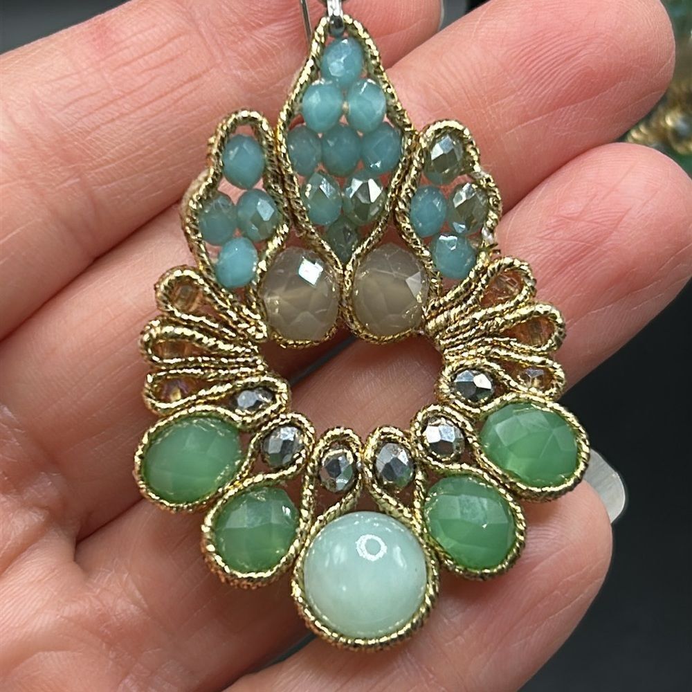 Green Beaded Earrings By Kathy Gelfand - image 5